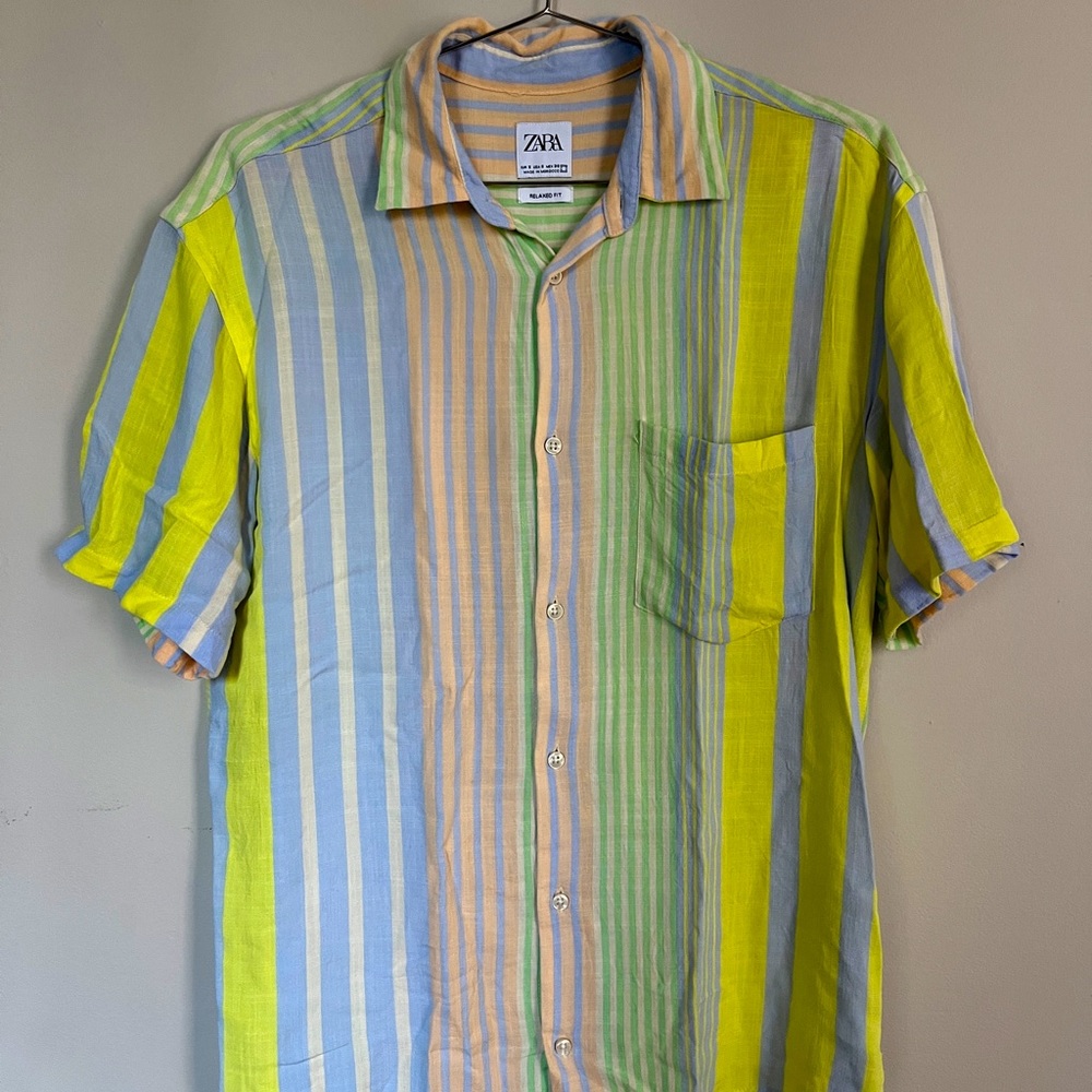 Pastel Striped Zara Short Sleeve Button Down